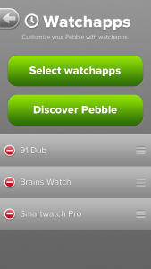 Pebble app control of the watch