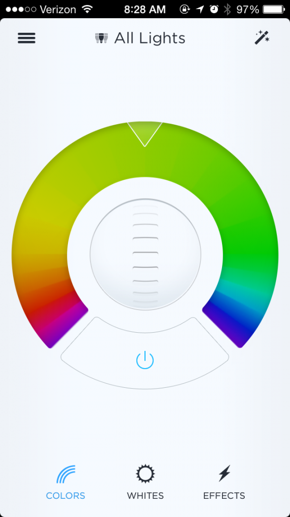 LIFX iPhone app color menu