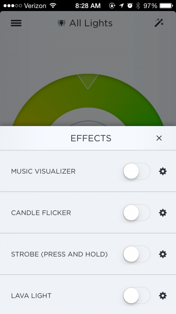 LIFX iPhone app effects choices