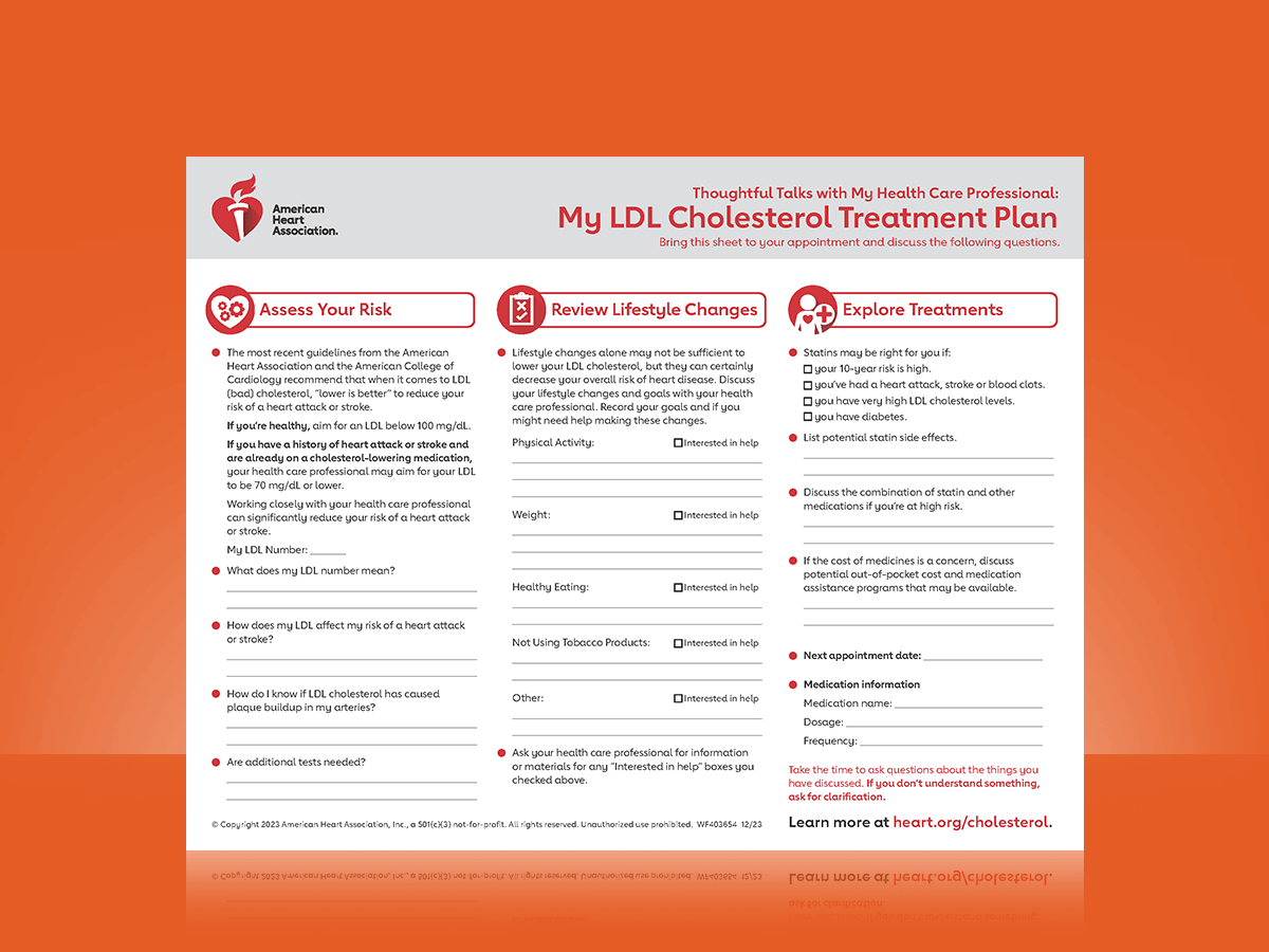 My Cholesterol Treatment Plan PDF