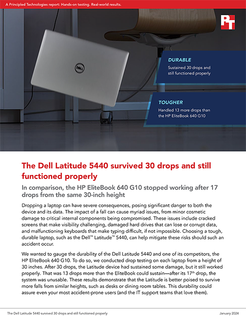 The Dell Latitude 5440 survived 30 drops and still functioned properly