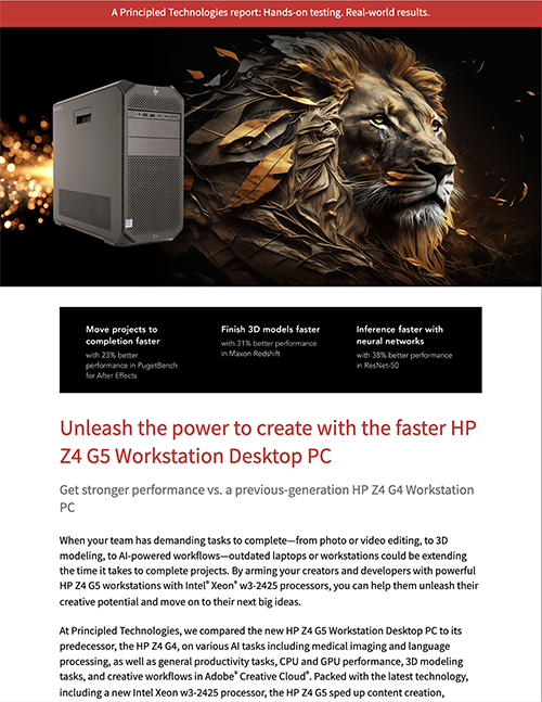 Unleash the power to create with the faster HP Z4 G5 Workstation Desktop PC